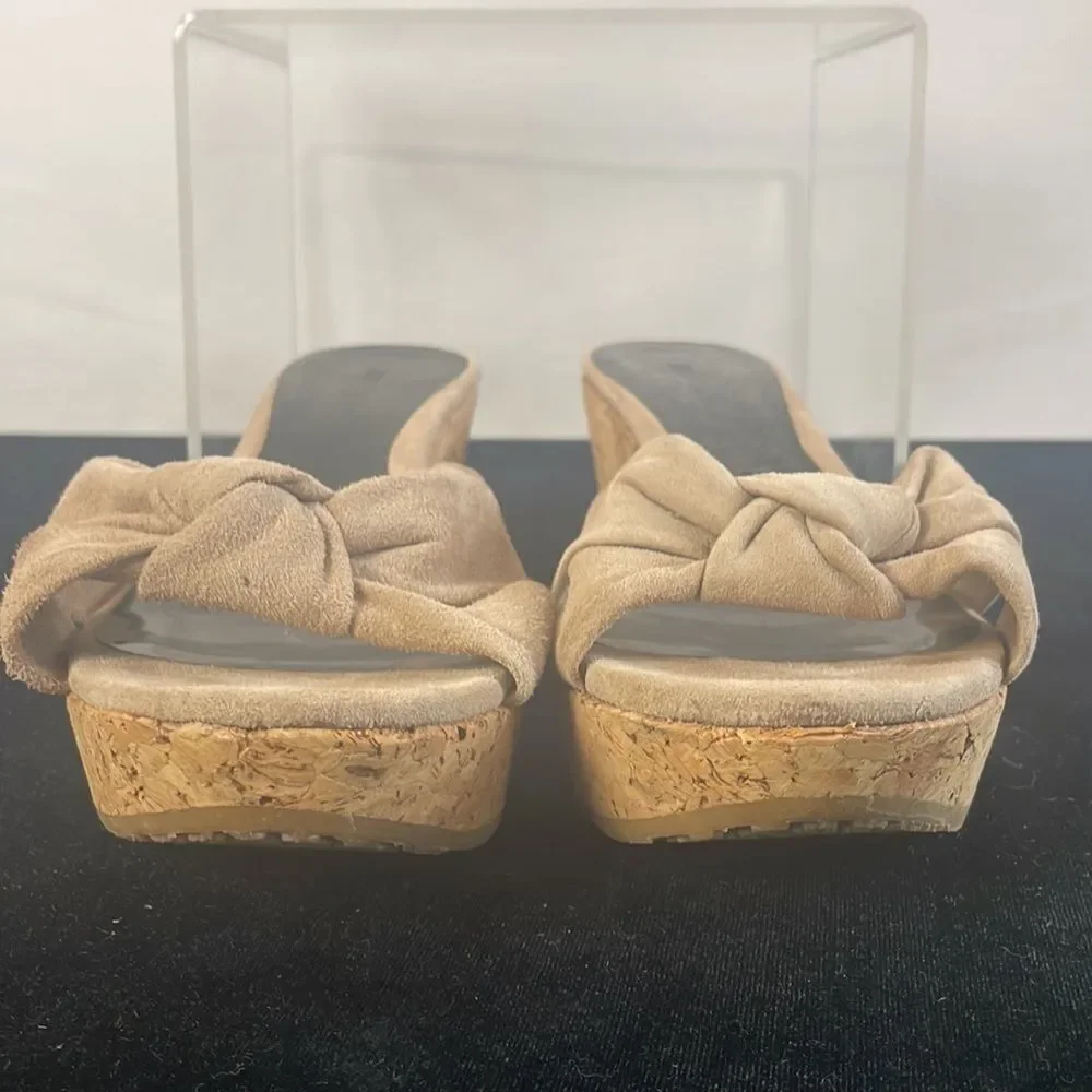 Jimmy Choo Tan Suede Cork Bottom Platforms